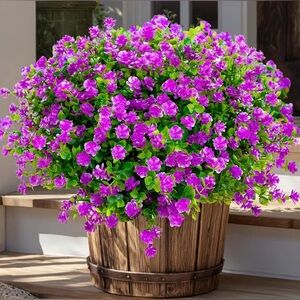 Artificial Flowers Outdoor Fake Plants - 12 Bundles UV Resistant No Fade Faux